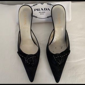COPY - Authentic Prada Suede kitten heel mules (slides)
